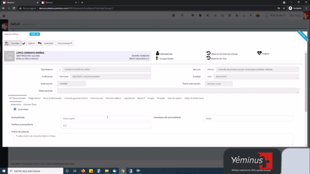 software historias clinicas sector salud